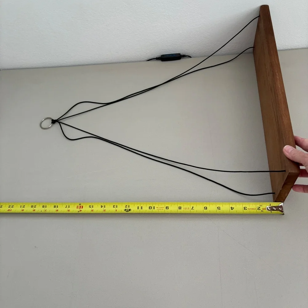 Set of 2 Wood Hanging Swing Shelves Rustic Floating Boho Wall Decor Brown‎